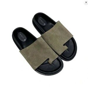 ST. AGNI Luxury Brand Women's Shoes Size 38 (US 8-9) LOE SUEDE SLIDES in Olive